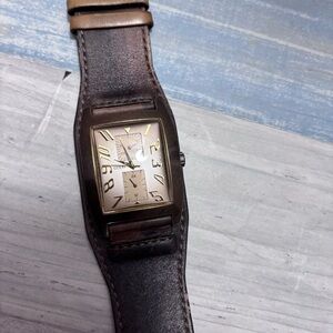 Guess Brown Rectangular Leather Watch
